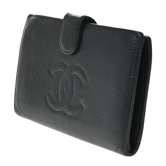 CHANEL CC Logo Long Bifold Wallet Grained Calfskin Leather Black GHW 30KA681 - Picture 1 of 16